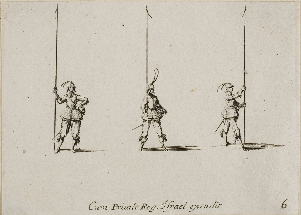 Drill with Raised Pike, plate six from The Military Exercises by Jacques Callot