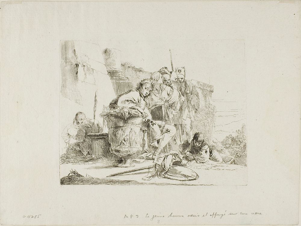 Seated Youth Leaning Against an Urn, from Capricci by Giambattista Tiepolo