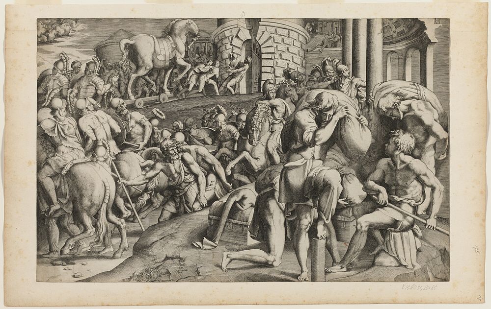 The Trojan Horse Being Dragged into the City of Troy by Giulio Bonasone