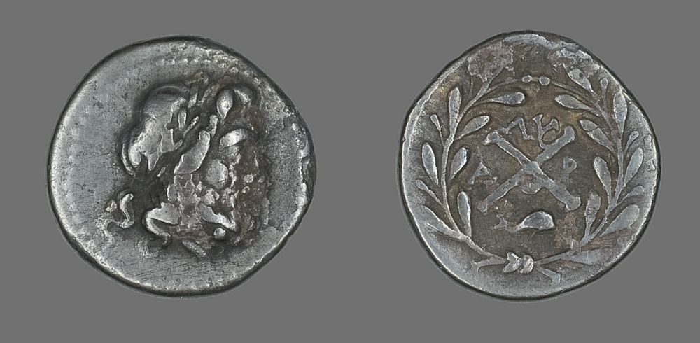 Hemidrachm (Coin) Depicting the God Zeus Amarios by Ancient Greek
