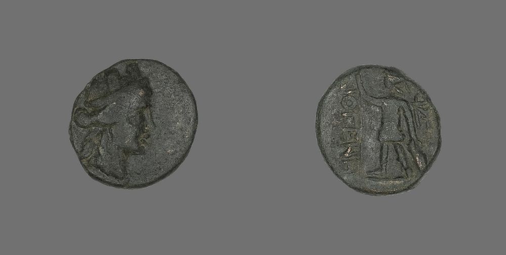 Coin Depicting the Amazon Cyme or the Goddess Tyche by Ancient Roman
