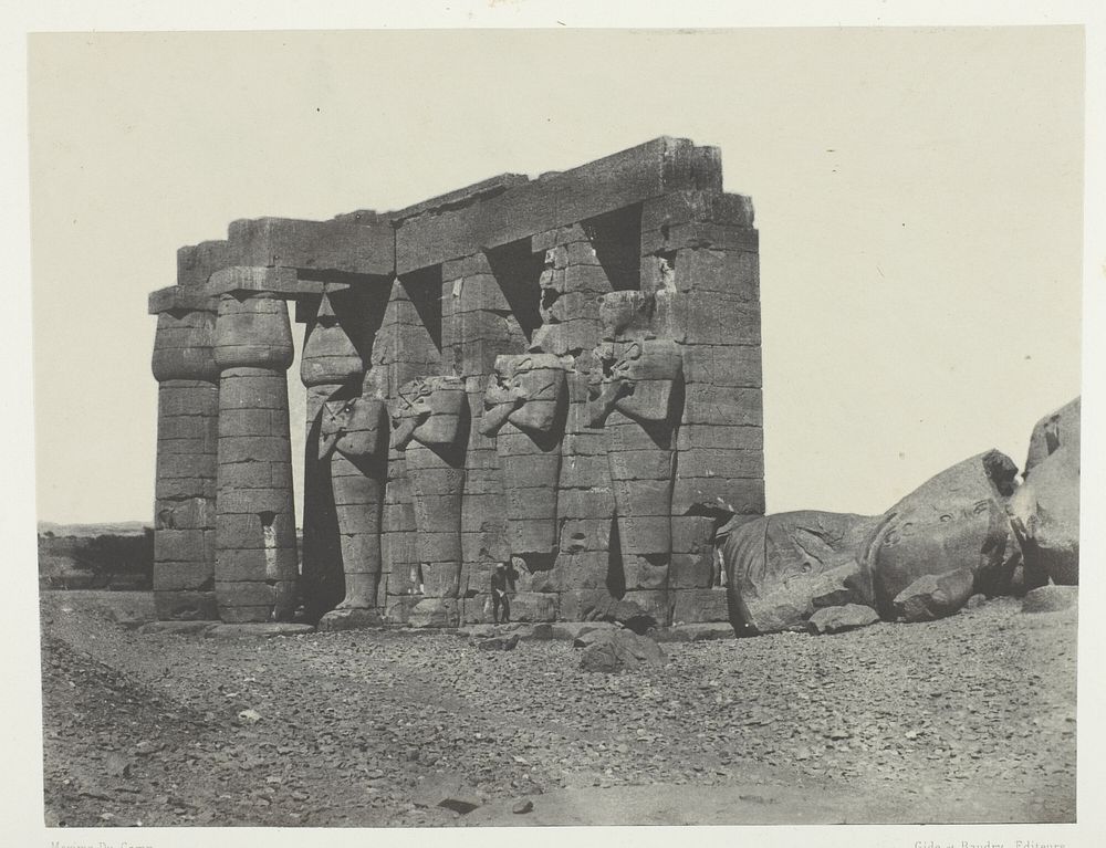 Gournah, Pérystyle du Tombeau d'Osymandias (Ramesseum Occidental); Thèbes by Maxime Du Camp