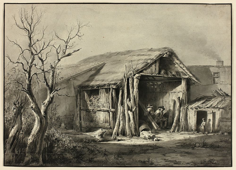 A Peasant Seated in a Shed by Jean Jacques de Boissieu