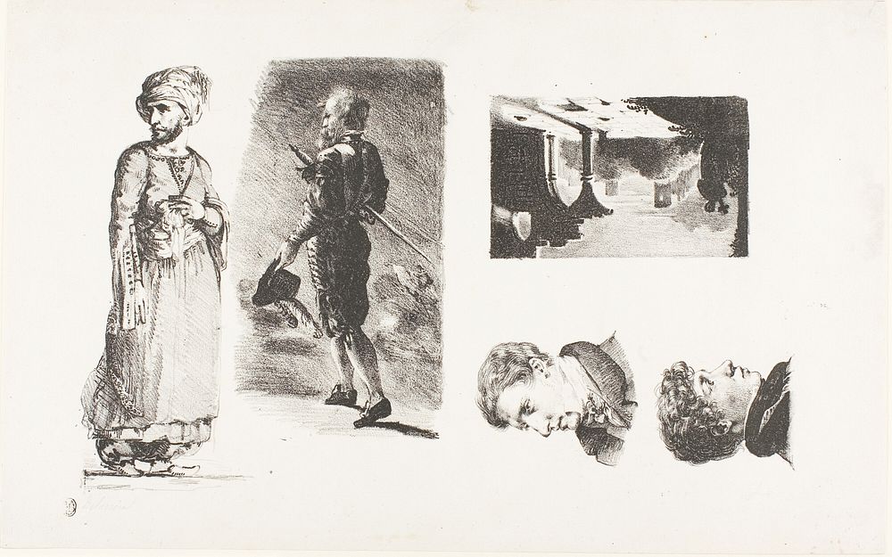 Sheet of Sketches by Eugène Delacroix