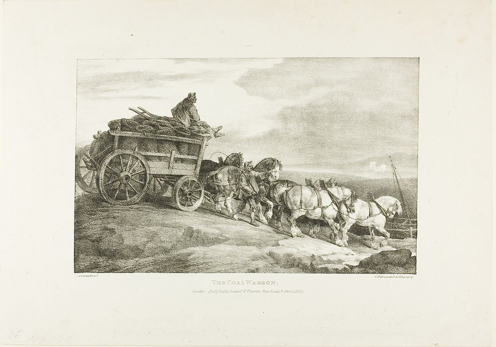 The Coal Wagon, plate 7 from Various Subjects Drawn from Life on Stone by Jean Louis André Théodore Géricault