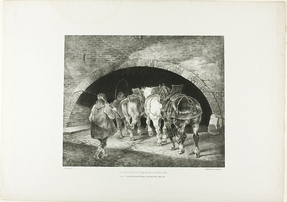 Entrance to the Adelphi Wharf, plate 11 from Various Subjects Drawn from Life on Stone by Jean Louis André Théodore Géricault