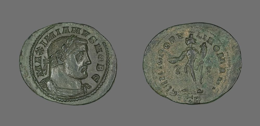 Coin Portraying Emperor Galerius by Ancient Roman