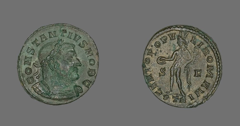 Coin Portraying Emperor Constantius I by Ancient Roman