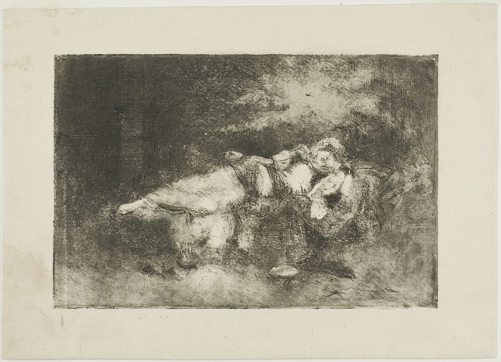 Reclining Woman with a Child by Domenico Morelli