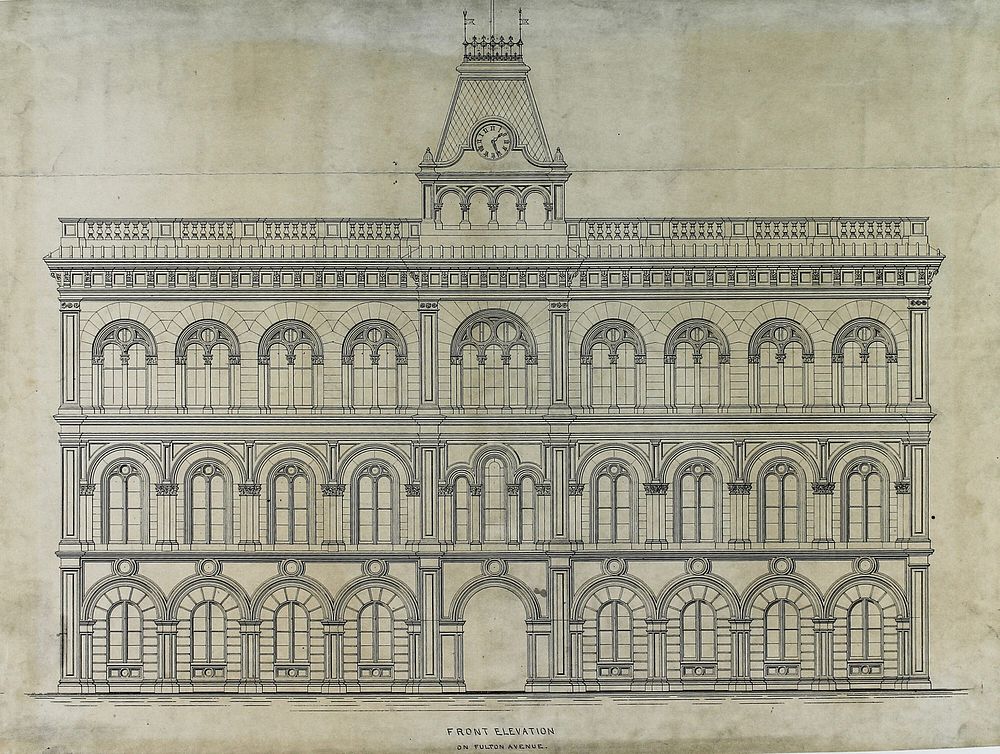 Kings County Courthouse Competition, Chicago, Illinois, Elevation by Peter Bonnett Wight (Architect)