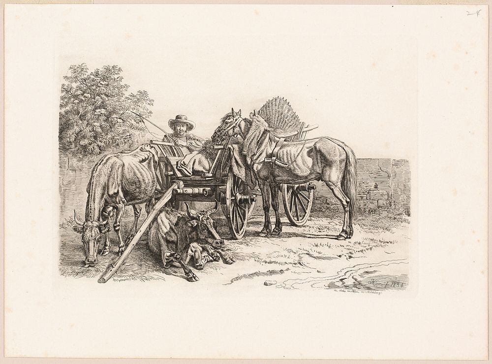 Farmer and His Cart by Johann Adam Klein