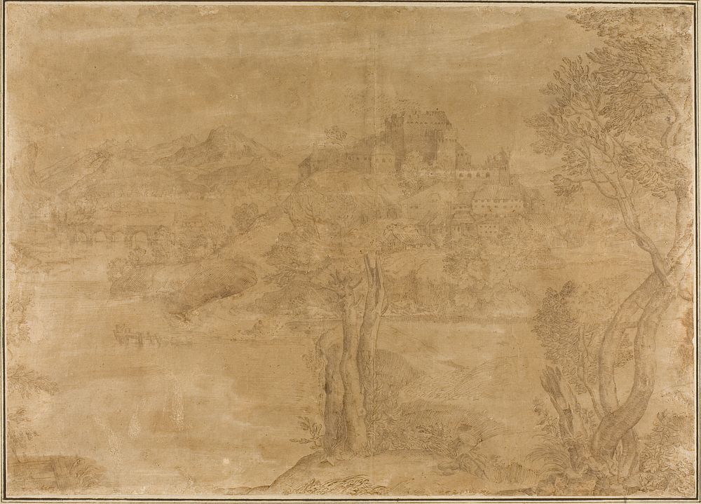 River Landscape with Castle by Style of Giovanni Francesco Grimaldi