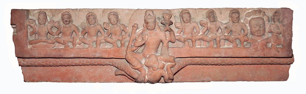 Door Lintel with God Vishnu on His Mount, Garuda, Flanked by the Nine Planetary Deities (Navagraha)
