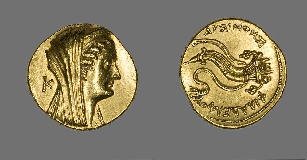 Octadrachm (Coin) Portraying Arsinoe II by Ancient Greek