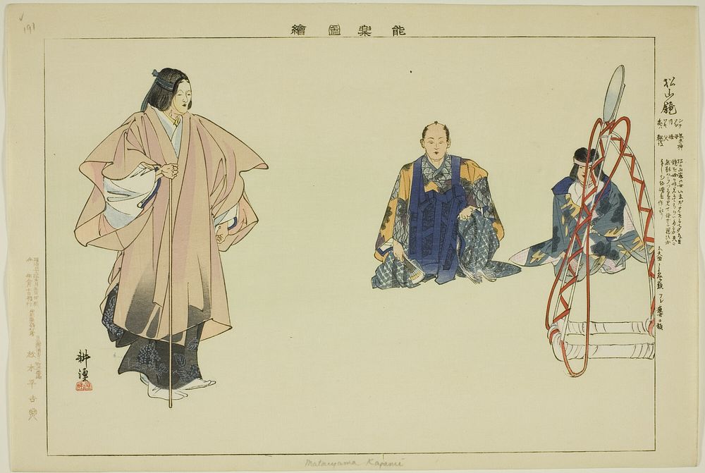 Mataiyama Kapami (Matsuyama-kagami?), from the series "Pictures of No Performances (Nogaku Zue)" by Tsukioka Kôgyo