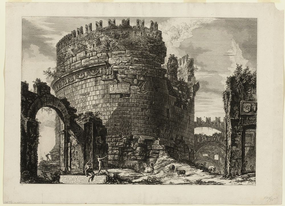 Tomb of Caecilia Metella, from Views of Rome by Giovanni Battista Piranesi