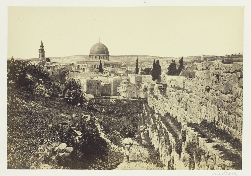 City Wall and Mosque of Omar, Jerusalem by Francis Frith