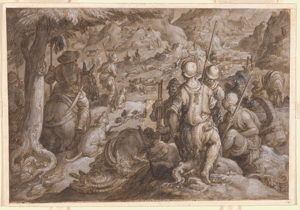 Men Hunting Ibexes with Hounds by Jan van der Straet