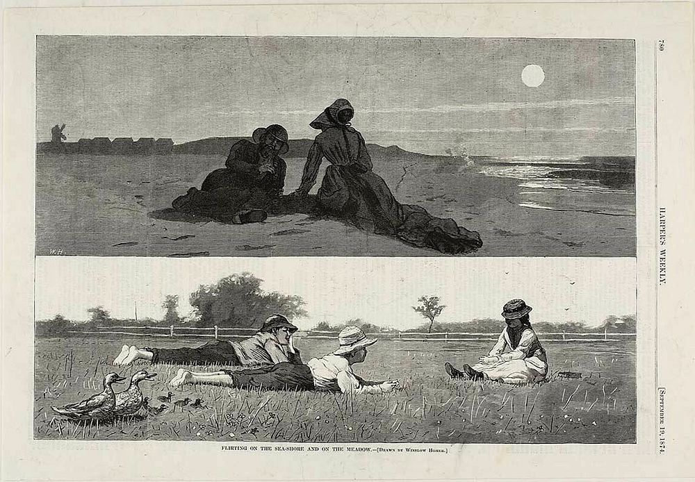 Flirting on the Sea-Shore and on the Meadow by Winslow Homer