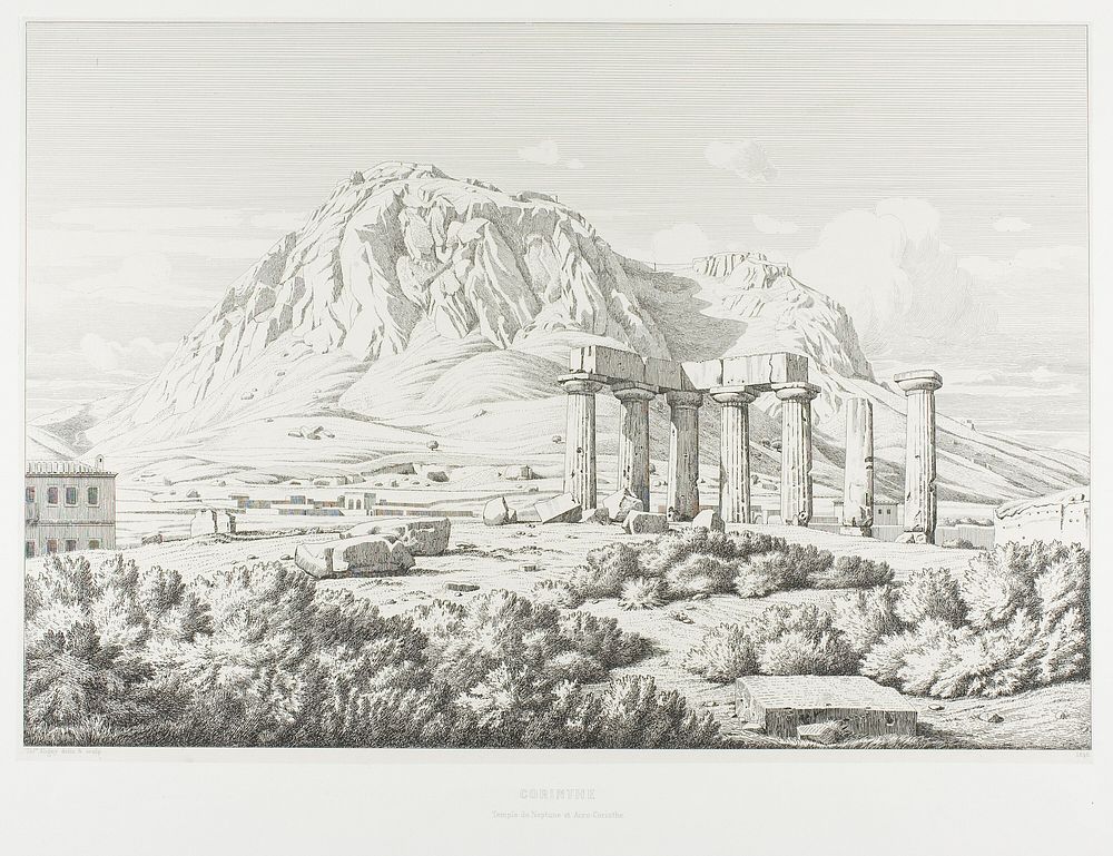 Corinth: Temple of Neptune and the Acrocorinth by Théodore Caruelle d' Aligny