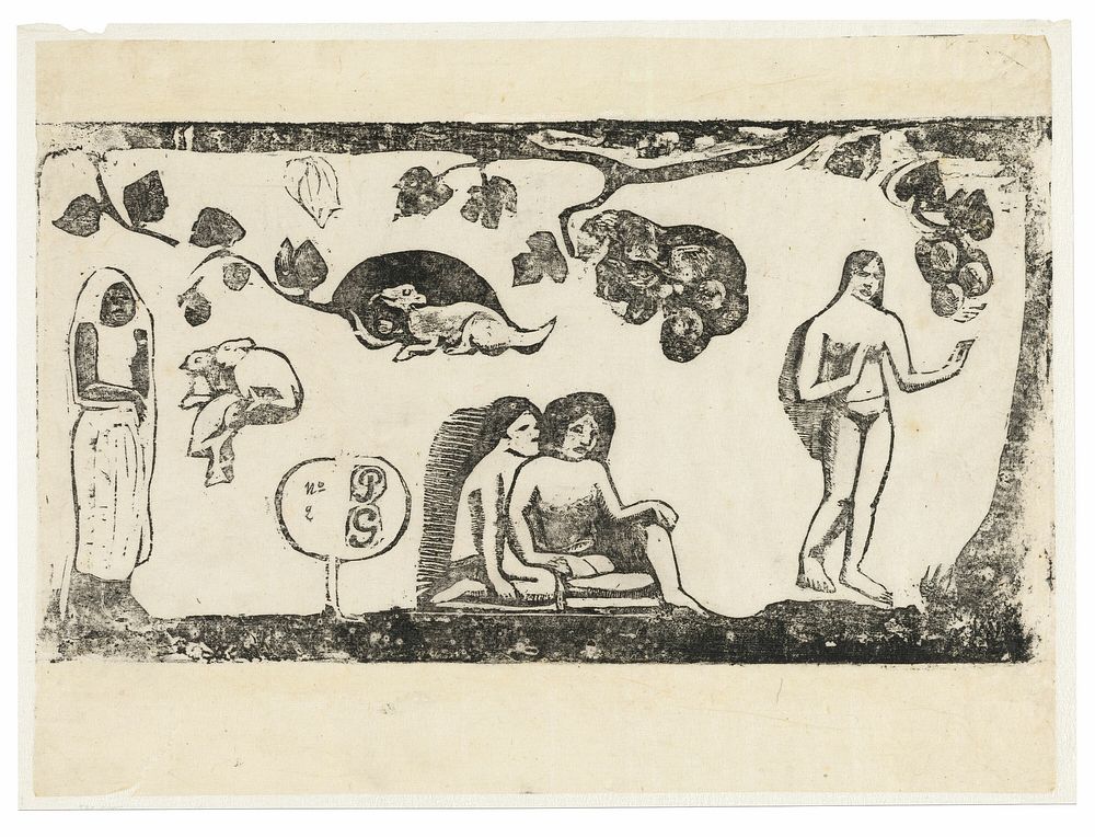 Women, Animals, and Foliage, from the Suite of Late Wood-Block Prints by Paul Gauguin