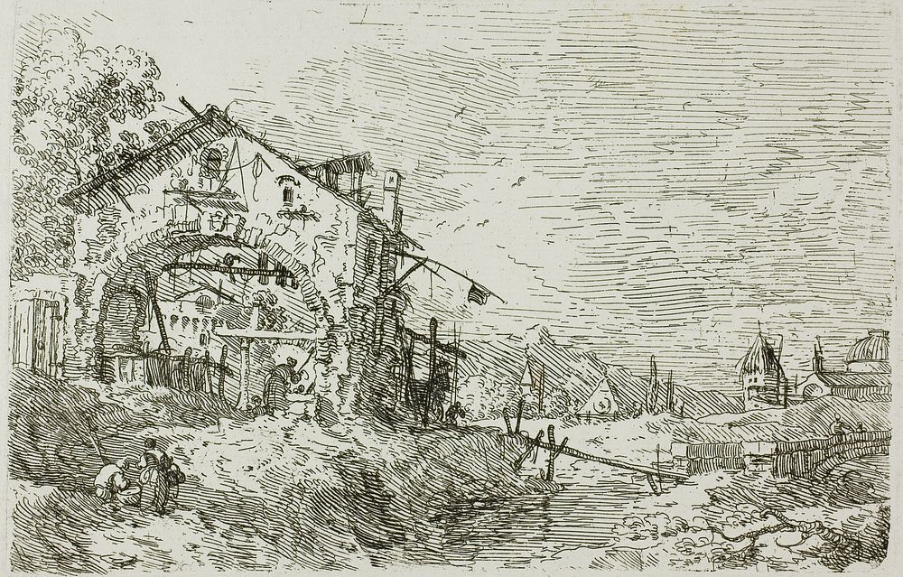 Landscape with a Woman at a Well, from Vedute by Canaletto