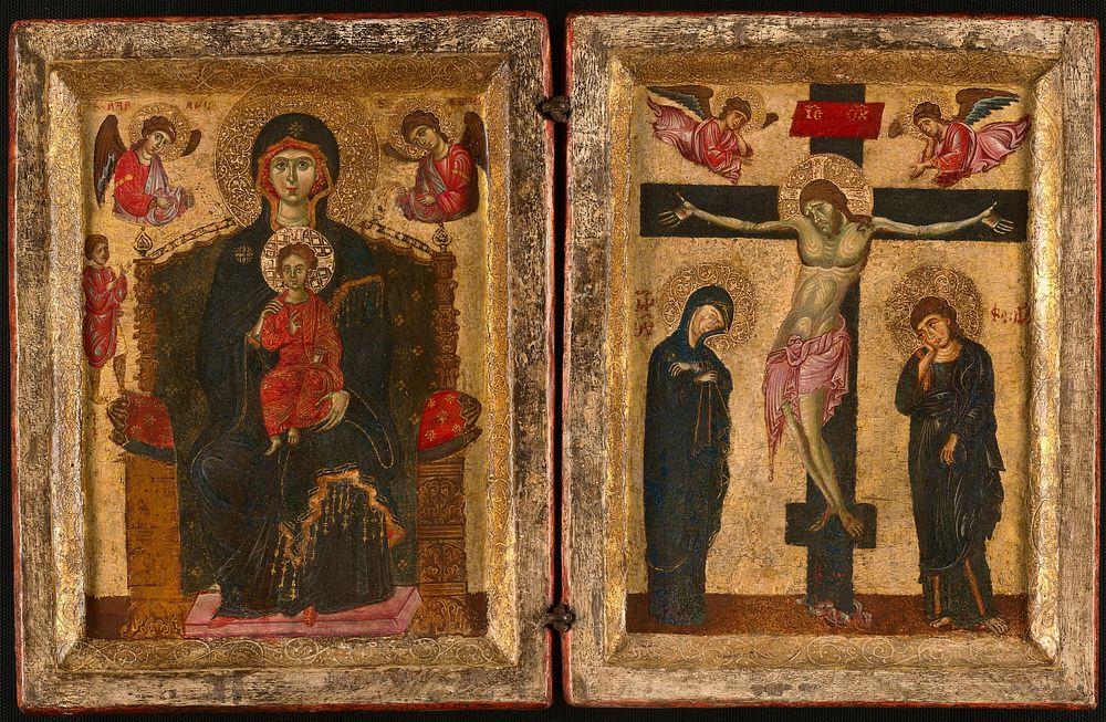 Diptych of the Virgin and Child Enthroned and the Crucifixion
