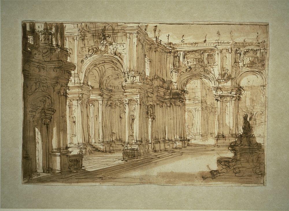 Palatial Courtyard with a Fountain by Giovanni Battista Piranesi