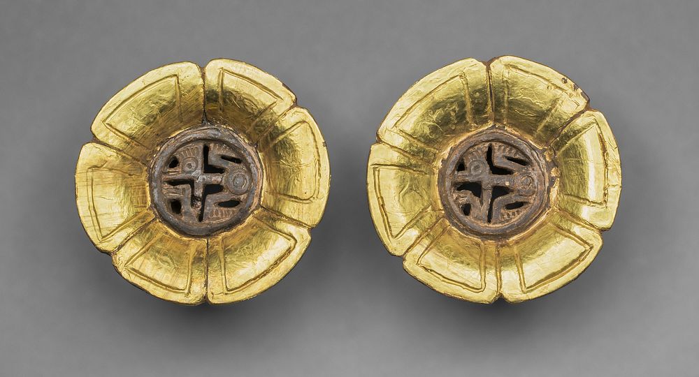 Flower-Shaped Ear Ornaments by Aztec (Mexica)