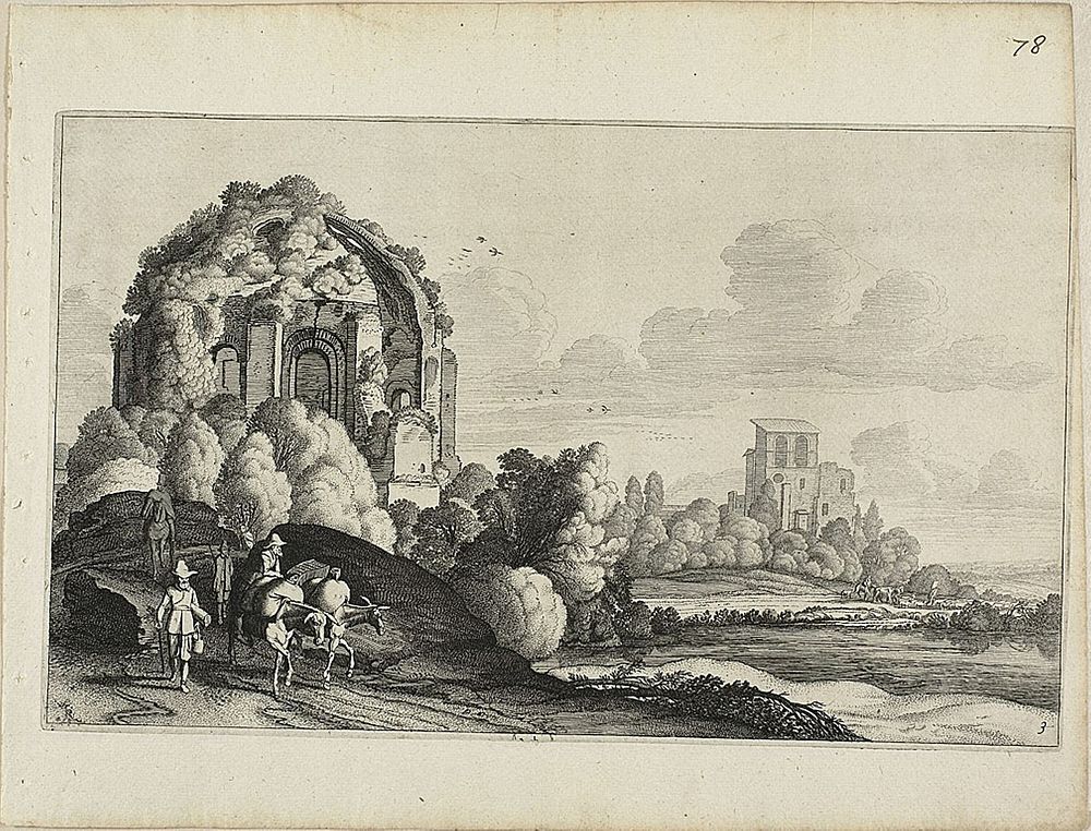 Travellers in Front of the Minerva Medica Temple in Rome by Jan van de Velde, II