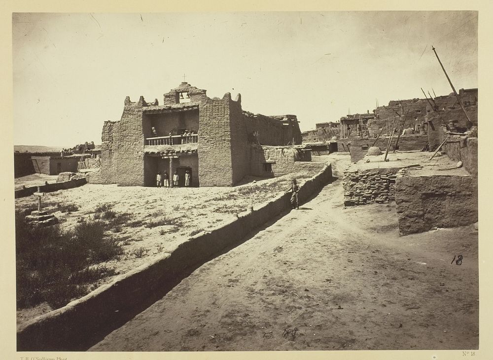 Old Mission Church, Zuni Pueblo, N.M. View from the Plaza by Timothy O'Sullivan