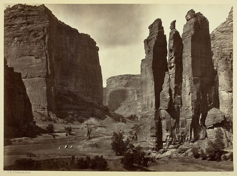 Cañon de Chelle, Walls of the Grand Cañon, about 1200 feet in height by Timothy O'Sullivan