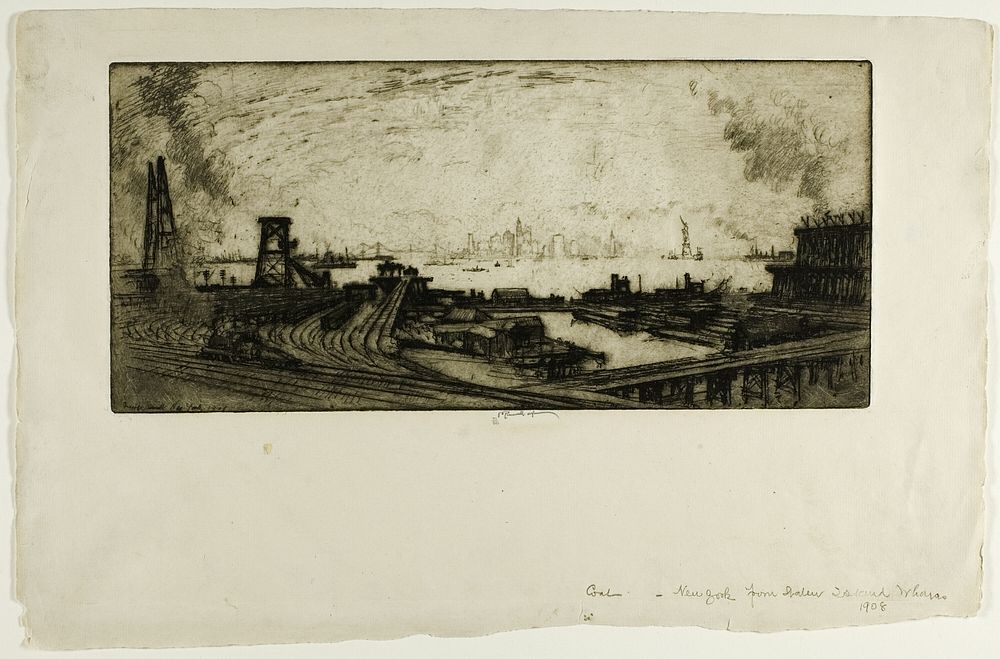 Coal Wharves, Staten Island, No. II by Joseph Pennell