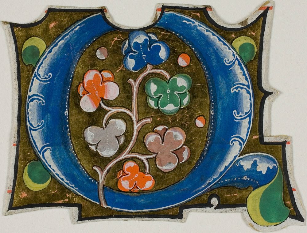 Decorated Initial "Q" with Three Balls and Six Leaves from a Choir Book