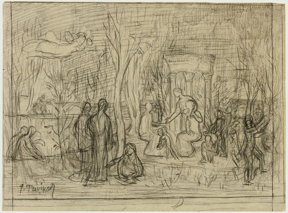Compositional study for The Sacred Grove, Beloved of the Arts and the Muses by Pierre Puvis de Chavannes