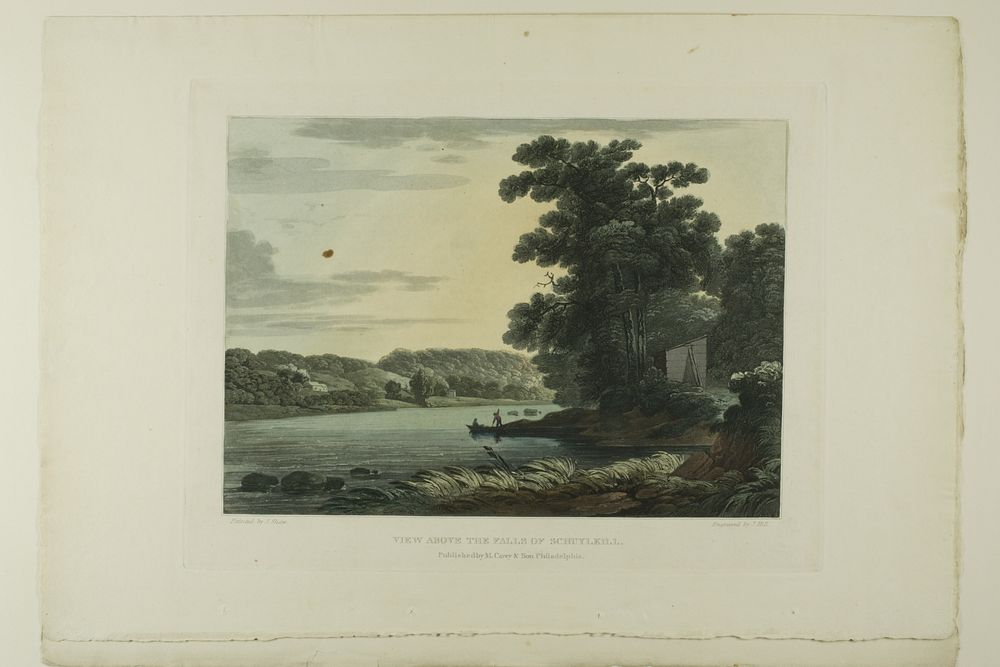 View above the Falls of Schuylkill, plate three of the first number of Picturesque Views of American Scenery by John Hill