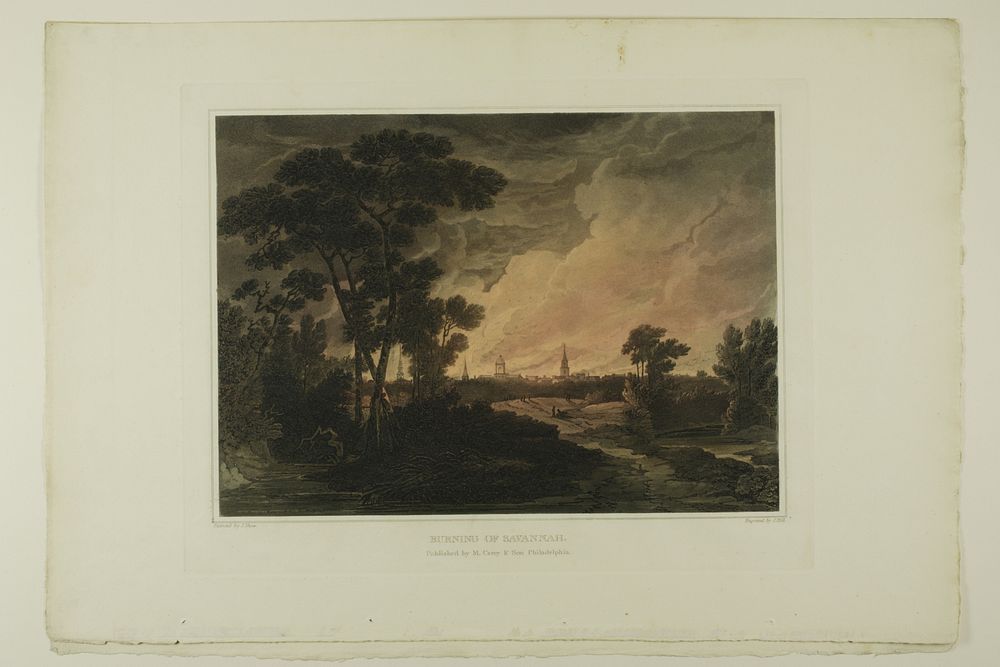 Burning of Savannah, plate four of the second number of Picturesque Views of American Scenery by John Hill