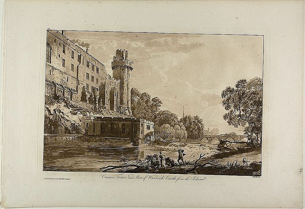 Caesar’s Tower and Part of Warwick Castle from the Island, plate three from Views of Warwick Castle by Paul Sandby