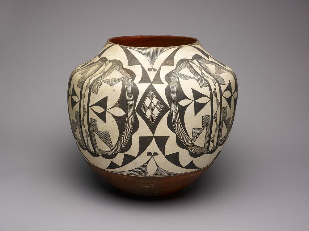Black-and-White Storage Jar with Abstract Geometric Motifs by Acoma
