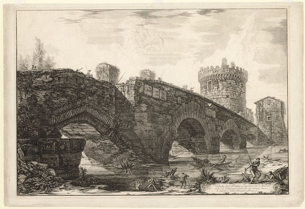 View of Ponte Lugano on the Anio, from Views of Rome by Giovanni Battista Piranesi