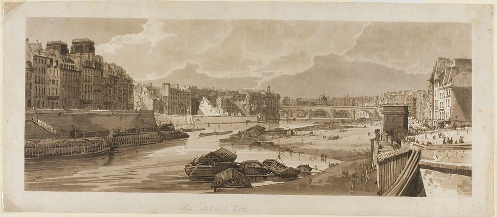 View of the City with the Louvre, etc., taken from Pont Marie, from A Selection of Twenty of the Most Picturesque Views in…