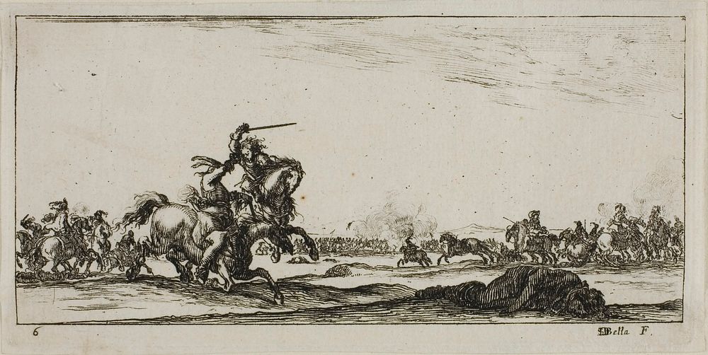 Plate Six from Drawings of Several Movements by Soldiers by Stefano della Bella
