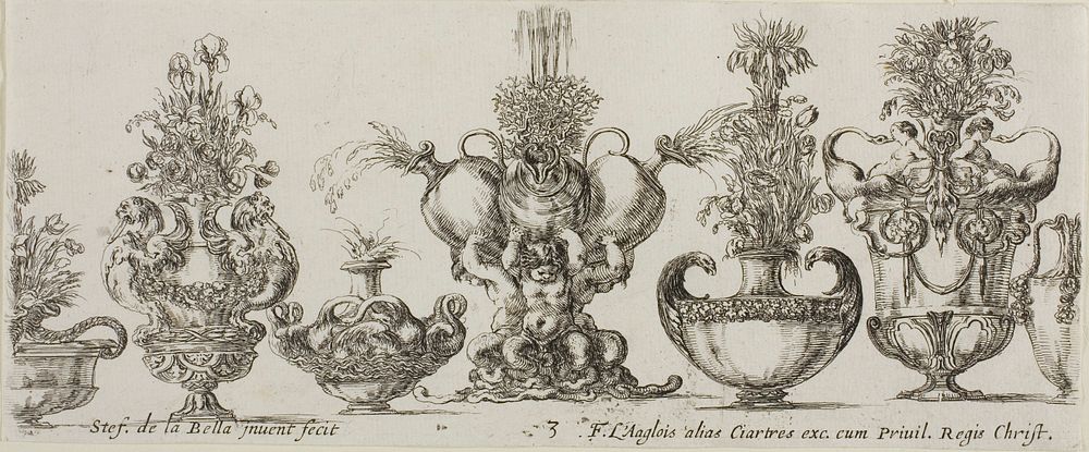 Plate Three from Collection of Various Vases by Stefano della Bella