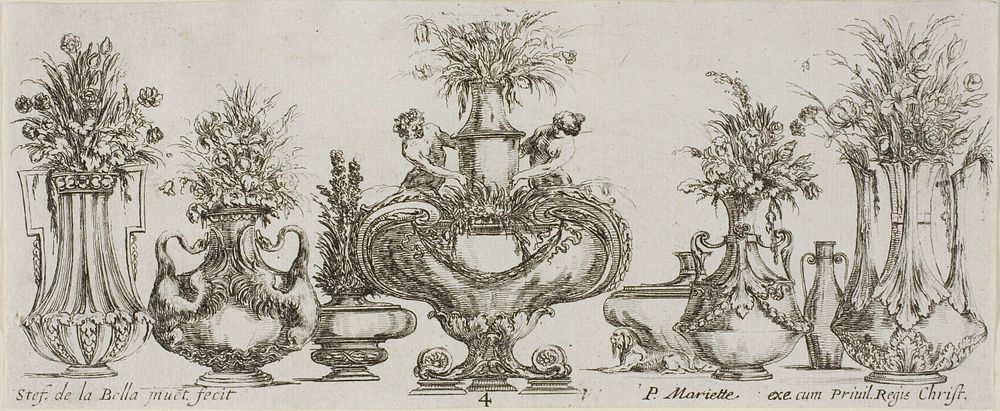 Plate Four from Collection of Various Vases by Stefano della Bella