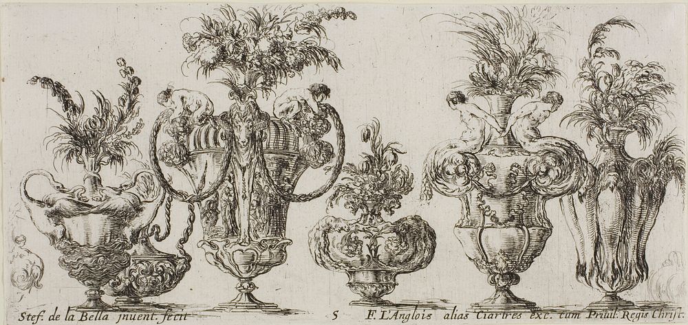 Plate Five from Collection of Various Vases by Stefano della Bella