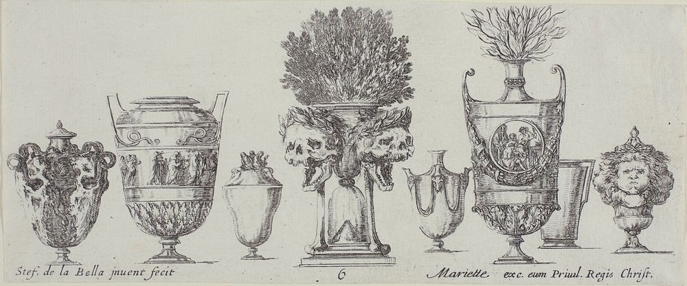Plate Six from Collection of Various Vases by Stefano della Bella