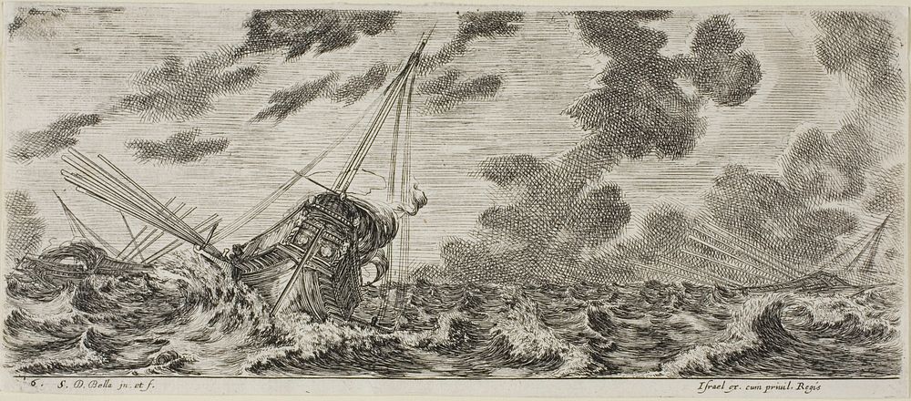 Plate Three from Various Embarkments by Stefano della Bella