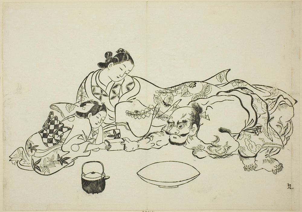 A trial of strength, no. 9 from a series of 12 prints by Okumura Masanobu