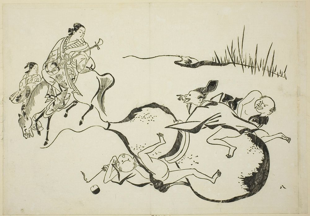 An Impossible Feat by Imaginary Men, no. 8 from a series of 12 prints by Okumura Masanobu