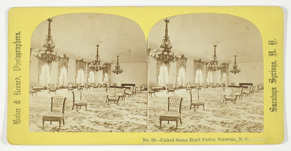 United States Hotel Parlor, Saratoga, N.Y., No. 82 from the series "Saratoga Springs, N. Y." by Baker & Record, Photographers